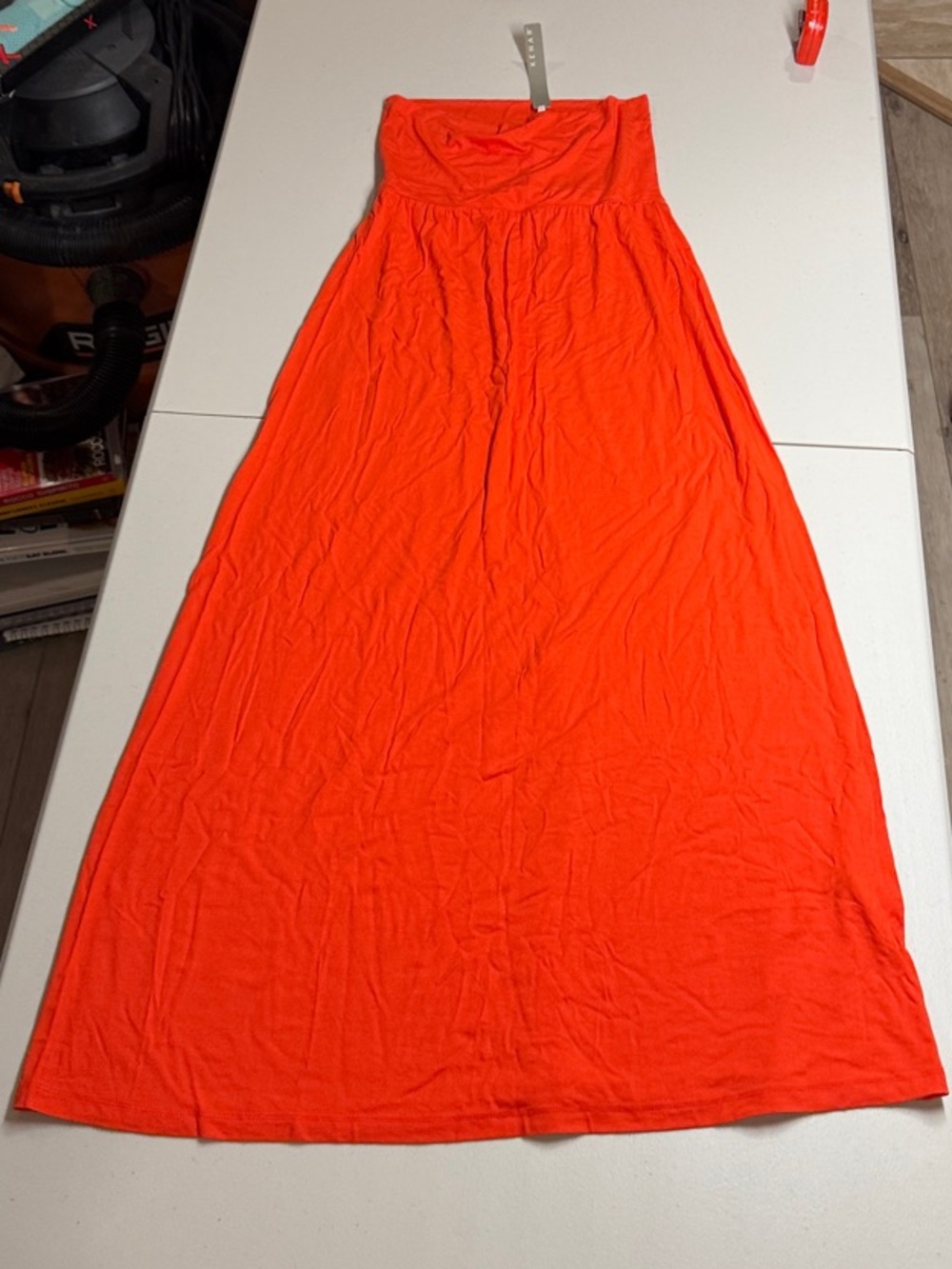 Kenar Strapless Bright Orange Maxi Skirt